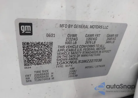 2021 GMC Acadia Awd Slt from USA, damaged, VIN 1GKKNULS1MZ227038